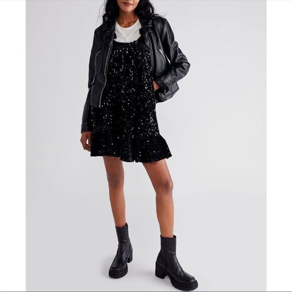 NWT Free People Nova Convertible Sequin Tunic / Black - Picture 1 of 7
